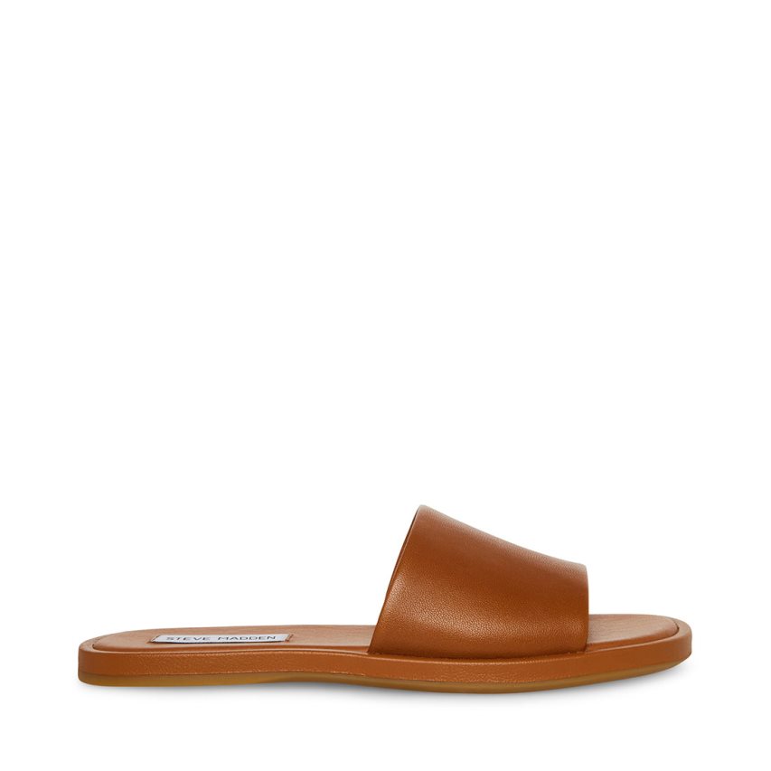 Sandalias de Diapositivas Steve Madden Kaya Cuero Mujer Marrones | ES YVS064